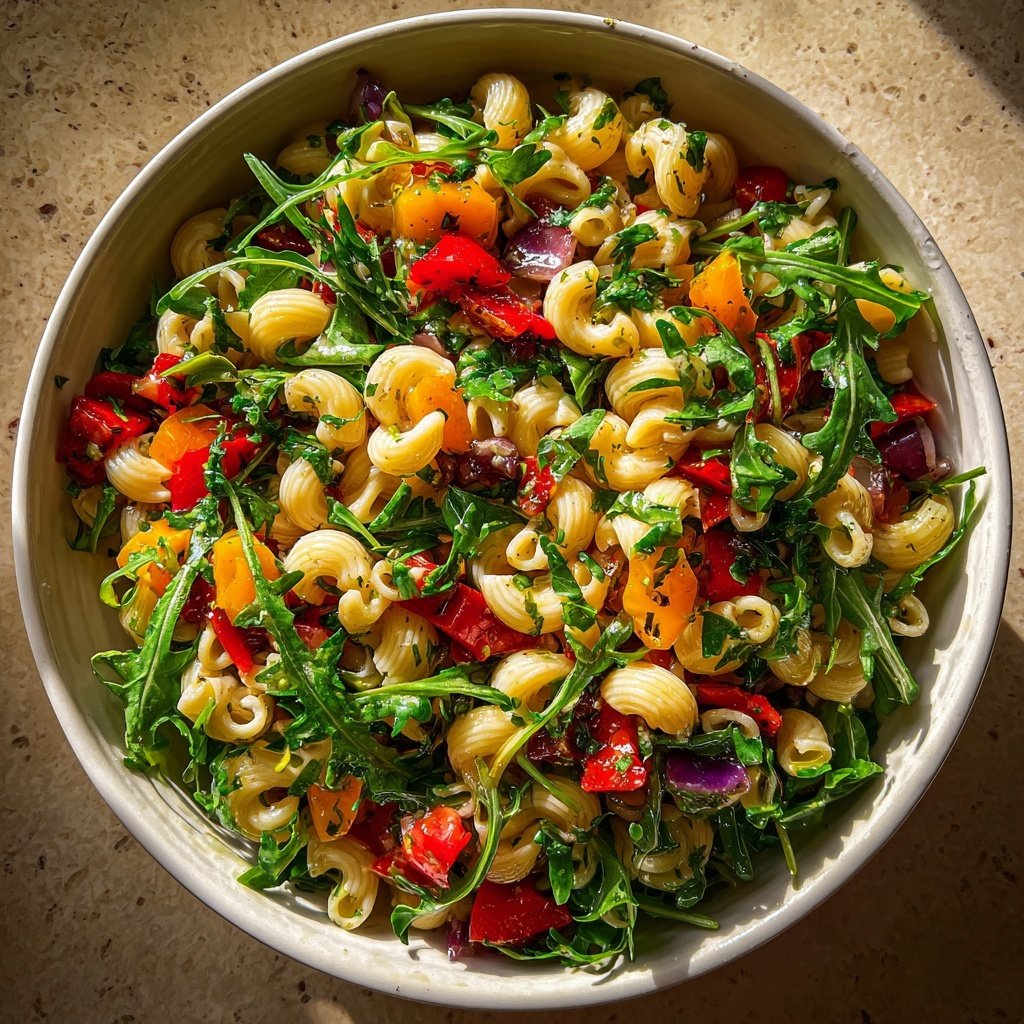 Mediterraner Nudelsalat Mit Rucola Und Zitronenöl